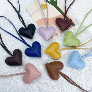 Wholesale Heart-shaped PU Leather Keychain Fashion love Pendant Luxury <b>Bag</b> Charms Women's <b>Bag</b> Accessories Customized - Product Image 4