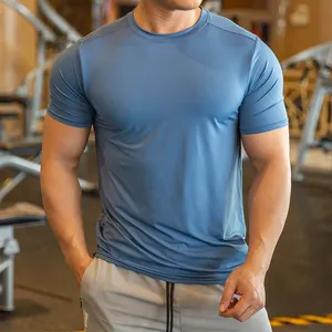 Mens Athletic Top Activewear Shirt Polyester Spandex Men Running Clothes Gym Lightweight Sports Elastic T Shirts