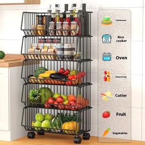 Portaoggetti multifunzione in acciaio a <span class=keywords><strong>parete</strong></span> organizzatore cucina casa passeggino a ruote miste <span class=keywords><strong>scatola</strong></span> per spezia Snack frutta verdura - Product Image 2