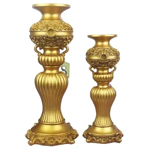 Custom Vintage Resin Candlestick Candle Holders Elegant Brass Candle Stick Holders Decor Candelabra Set for wedding decoration