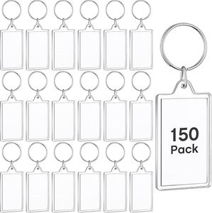 150 Pack Blank Acrylic Photo Keychains Personalized Picture Frame Holders DIY Custom Keyrings For Crafts & Party Favor Gifts