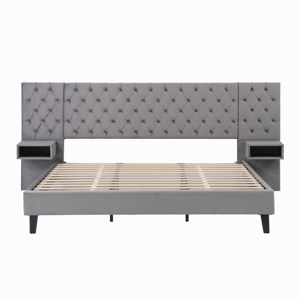 Modern Luxury Tufted King Size Bed Adjustable Storage <b>Drawers</b> Bedroom Furniture <b>Bedding</b> Set Living Room Wooden Bed Frame Queen - Product Image 5