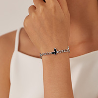 Bracelet Papillon en Acier Inoxydable et Acrylique Style Japonais Coréen, Bijou Tendance Haut de Gamme pour Femme, Vente en Gros