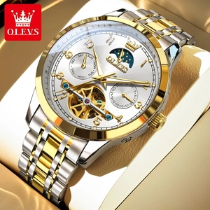 Drop Shipping for 7071 Business Fashion Original Automatic Mechanical Watch Unisex Hollowed Movement <b>Calendar</b> Glass Pointer - Product Image 1
