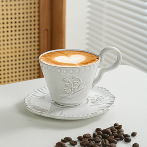 ชุดแก้วกาแฟและจานรองเซรามิกยุโรป 220 ซีซี ลายลิลลี่ออฟเดอะแวลลีย์ สำหรับคาปูชิโนและชานม - Product Image 5