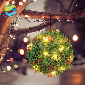 Светящийся светящийся шар для украшения дома на Рождество, омела, оптом, искусственные листья, подвесной шар
