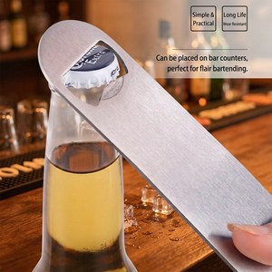 Stainless Steel Bottle Opener with Ring, Brushed Finish Bar Tool for Promotional Gifts, Kitchen Party & Restaurant Accessories - Product Image 2
