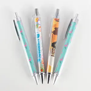 MEGA Clear barrel ball point pen with colorful paper roller inside for advertisement custom blank pen for promotion