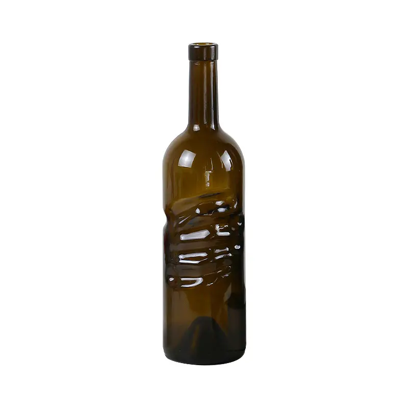 โรงงานออกแบบสร้างสรรค์750มิลลิลิตรสีเหลืองอำพันยาวคอมือรุ่นขวดไวน์