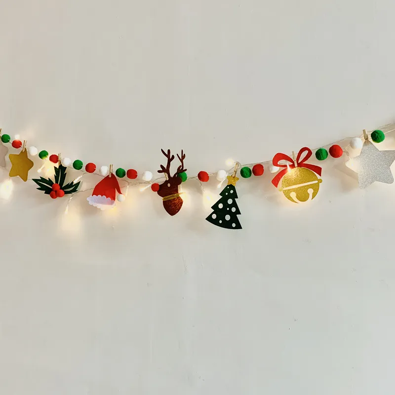 Kerst Led Starlight String Opknoping Decoratie Vilt Elanden Kerstboom Decoratie Opknoping Decoratie