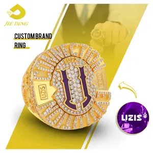 Premium quality 3D deep engraved state jewelry rings design of state championship sports ring with gold plated