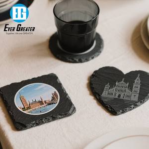 Sous-verres en pierre personnalisés OEM ODM en vrac <span class=keywords><strong>Ardoise</strong></span> hexagonale formes carrées sous-verres pour boissons promotionnelles - Product Image 1