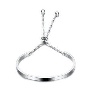 Stainless Steel <b>Adjustable</b> <b>Bracelet</b> 4mm Half Round Chain Gold Silver Unisex Jewelry Gift - Product Image 3