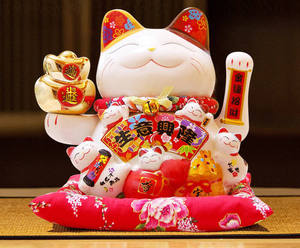 Figurine de <span class=keywords><strong>chat</strong></span> <span class=keywords><strong>porte</strong></span>-bonheur en céramique faite à la main, automatique, qui agite la main, 11 pouces, cadeau pour la décoration de la maison, Nouvel An chinois, mariage - Product Image 2