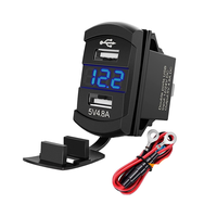 Voltmètre à LED à double sortie USB Connecteur rapide Interrupteur à bascule Style 12V Fusible en ligne Nouveau pour Bateaux RVs Camions Voitures