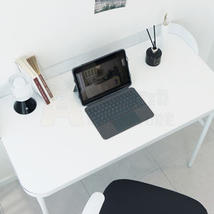 Bureau de travail en métal, bureau élégant avec tiroir et panneau d'intimité, design minimaliste durable pour le bureau à domicile - Product Image 4