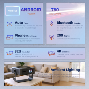 Projecteur intelligent A005 courte distance, résolution native 1080p Full HD, 600 Ansi, Android 11, prise en charge 4K, mini projecteur vidéo laser professionnel - Product Image 2