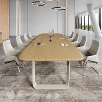 Conjunto de Mesa y Sillas de Conferencia Ovaladas Grandes, Diseño Moderno Minimalista para 11-15 Personas, Resistente al Fuego y a las Manchas, para Sala de Reuniones de Oficina