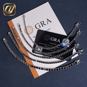 Collar de cadena de tenis de moissanita negra al por mayor, plata 925 chapada en rodio, corte brillante, certificado GRA, estilo hip hop unisex - Product Image 5