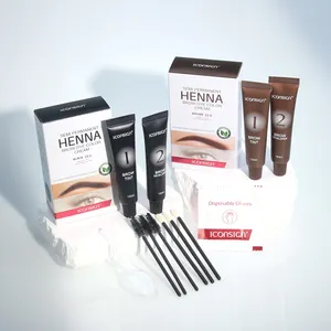 Brow henna private label sobrancelhas marrons kit professionnel sobrancelha permanente tingimento conjunto