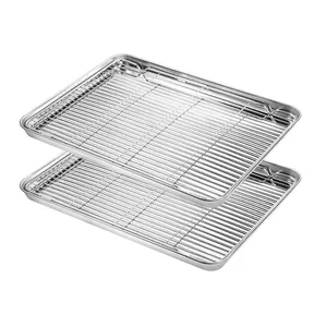 Thép Không Gỉ Cookie Sheets Baking Pan Với Giá Làm Mát Baking Sheet Với Rack Set