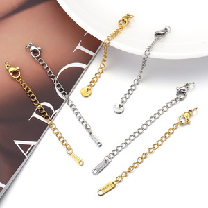 Cadena de acero inoxidable grabada de 5 cm con cierre de mosquetón para la fabricación de collares y accesorios de joyería - Product Image 2
