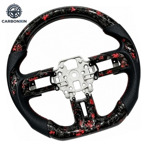 Volant sport en cuir rouge et fibre de carbone forgée rouge, très demandé, compatible avec Ford Mustang 2015-2023 - Product Image 2