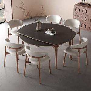 Mesa de comedor plegable de madera maciza, convertible, redonda y extensible, juego de comedor de 6 piezas para comedor - Product Image 3