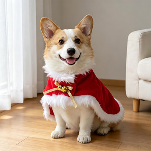 Grazioso <span class=keywords><strong>Costume</strong></span> Natalizio per Animali Domestici, Set Cappello e Mantello da <span class=keywords><strong>Babbo</strong></span> <span class=keywords><strong>Natale</strong></span> o Renna, Abbigliamento Festivo per Cani e Gatti - Product Image 5