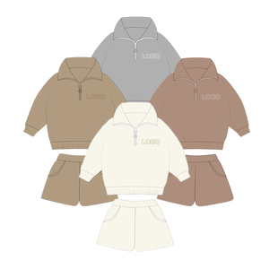 Vêtements pour bébé avec logo personnalisé, tenue en polaire à manches longues pour l'automne, haut et <span class=keywords><strong>short</strong></span>, ensemble jogging deux pièces pour bébé garçon - Product Image 1