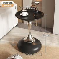 Table d'appoint ronde petite blanche et noire en acier inoxydable argenté et doré, table basse moderne en métal pour salon