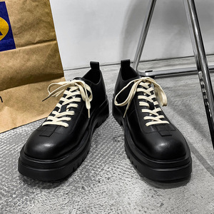 Botas de Trabajo de Cuero Genuino con Plataforma Gruesa 2026 para Hombre, Estilo Coreano, Diseño Único de Cordones, Zapatos Casuales de Moda para Hombre - Product Image 3