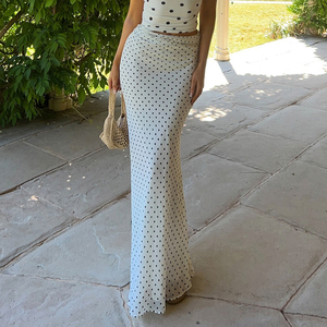 Jupe midi à pois pour femmes, taille haute, décontractée, mode estivale pour femmes - Product Image 5