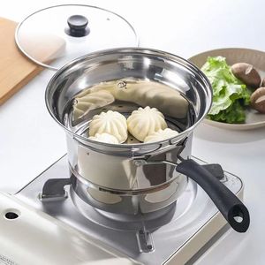 Olla Multifuncional de Acero Inoxidable de 20 cm, Vaporera, Freidora, Compatible con Inducción, Olla para Comida de Bebé - Product Image 1