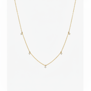 สร้อยคอทองคำ 14k ประดับเพชรธรรมชาติแบบหลายจุด 14-16 นิ้ว - Product Image 1