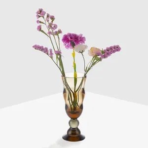 हॉट बिक्री पार्टी क्रिस्टल शिल्प वर्षगांठ सजावट विंटेज शैली सस्ती लंबी क्रिस्टल ग्लास vase