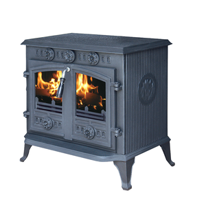 Poêle à bois moderne multi-combustibles en fonte avec télécommande pour usage intérieur en appartement - Product Image 1