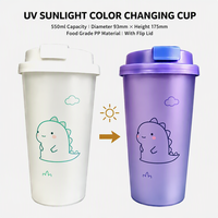 Couvercle de tasse 550 ml en PP à changement de couleur UV, réactif à la lumière du soleil, réutilisable, pour boisson directe, écologique, étanche, pour l'extérieur