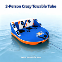 Bouée gonflable tractable pour 3 personnes, en PVC, pour sports nautiques, flotteur triple pour lac, rivière, mer, vente en gros