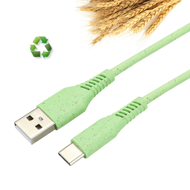 2025 Trending Product Eco-Friendly Biodegradable Wheat USB Cable Fast Charging Mobile Data Cable for Mobile Phone Tablet Laptop
