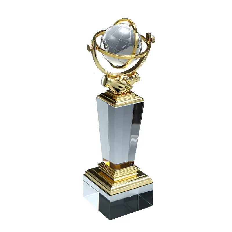 ग्लोब स्मारिका धातु शिल्प क्रिस्टल K9 वैश्विक गेंद खेल पुरस्कार ट्राफियां