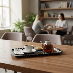 Kontensan 285x400 mm Rectangular Metal Tray Point Black Decorative Serving Platter for Coffee Tea and Food Turkey - Product Image 3