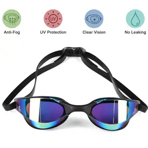 Custom Logo Mirrored Swim Goggles UV Protection Racing Adult Best Swimming Goggles