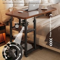 Table d'appoint de chambre à coucher réglable sur roulettes, roues pivotantes fluides, hauteur réglable, structure en bois, design minimaliste moderne, utilisation au bureau, OEM
