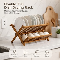 Égouttoir à vaisselle pliable en bambou carbonisé sur mesure à 2 niveaux, support de rangement en forme de X pour comptoir et évier de cuisine
