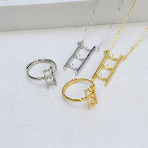 Anillo Ajustable de Plata S925 con Colgante de Cuentas Múltiples en Forma de H, Accesorio DIY para Mujer, Soporte Vacío 1372 - Colgantes y Dijes de Moda - Product Image 1