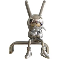 Galvanoplastie Sculpture Cartoon Statue Abstrait Géant En Fibre De Verre Ballon Lapin Boutique Décoration Espace Lapin Artisanat Bar Décor