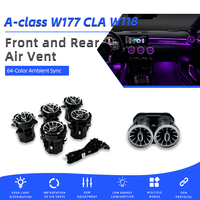Plug-and-Play 64 Farben RGB Vordere und Hintere Lüftungsöffnungen Ambientebeleuchtung für Mercedes-Benz A-Klasse W177 CLA W118 Synchronisiert mit Werksausstattung