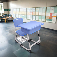 Ensemble de bureau et chaise scolaire individuels en métal et bois, design moderne et durable, pour salle de classe primaire - Vente en gros