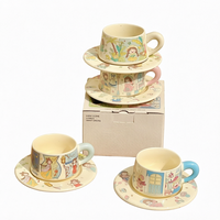 Tasse à café et soucoupe de dessin animé pour filles - Tasse en céramique exquise pour le thé de l'après-midi avec un design frais et mignon, emballage en boîte colorée